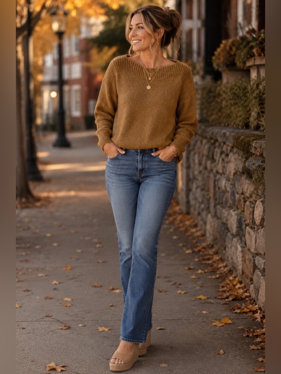 Madewell Sweaters - Madewell Camel Crewneck Sweater in Warm Brown Wool Blend